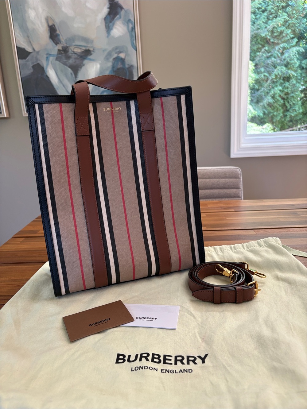 Authentic Burberry Book Tote with Strap